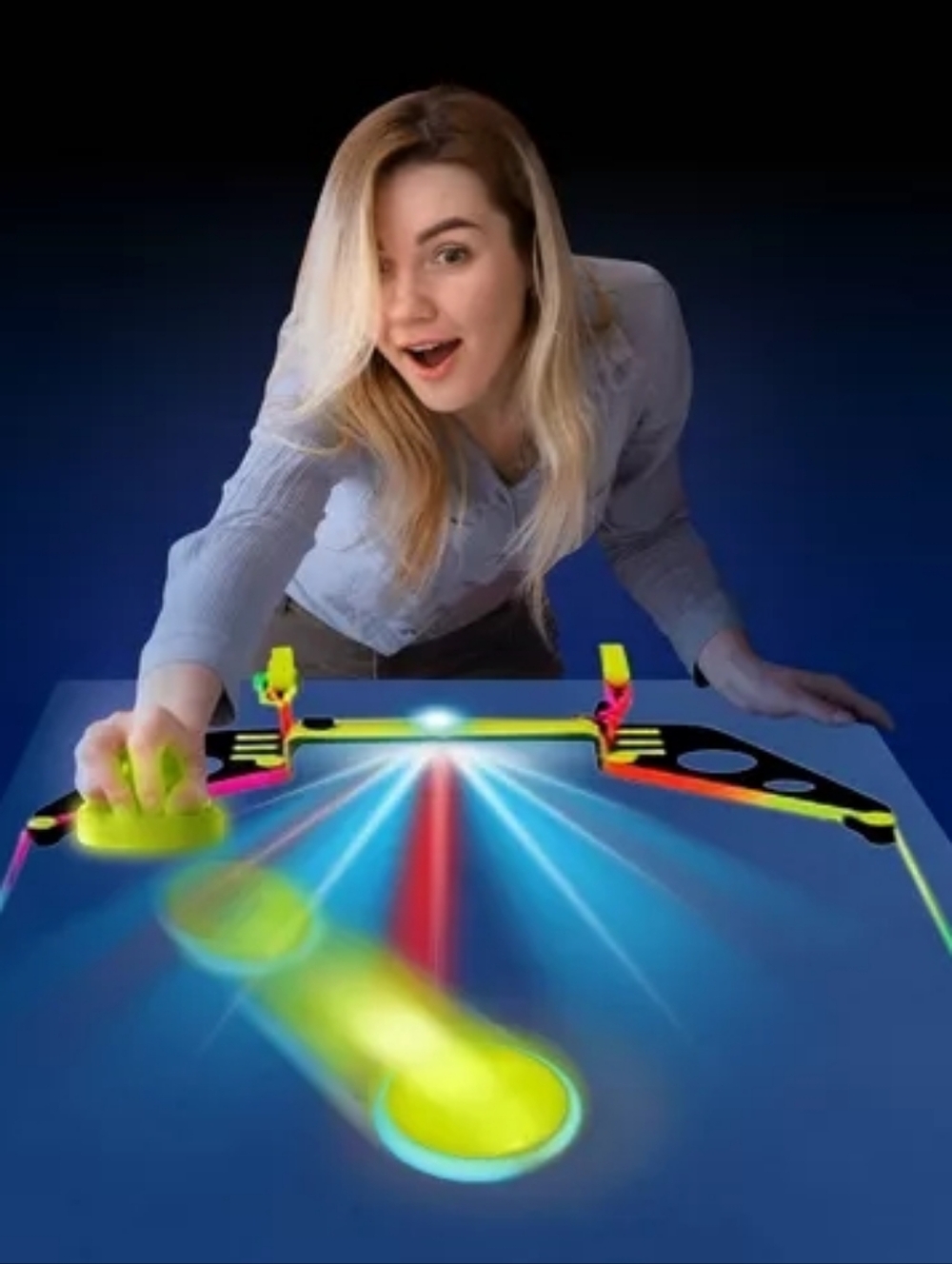 Glow Games Table Air Hockey: LED Light Battery-Powered